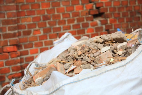 Construction site with waste clearance in progress